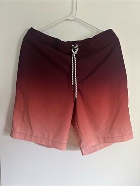 Sonoma Men's Ombre Swim Shorts in Burgundy and Blush